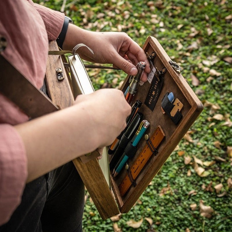 Writers Messenger Box in Legno A5 Retro Trend Borsa da Spalla Outdoor Briefcase Art Supplies Box Home Decor Storage Box