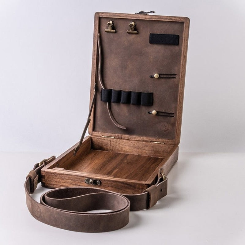 Writers Messenger Box in Legno A5 Retro Trend Borsa da Spalla Outdoor Briefcase Art Supplies Box Home Decor Storage Box
