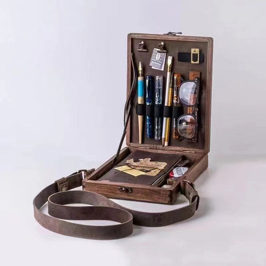 Writers Messenger Box in Legno A5 Retro Trend Borsa da Spalla Outdoor Briefcase Art Supplies Box Home Decor Storage Box